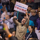A supporter of then-Republican presidential candidate Donald Trump heckles demonstrators before the start of a rally at the University of Illinois at Chicago on March 11, 2016.
Scott Olson/Getty Images